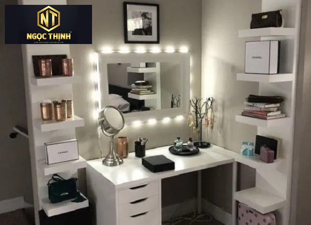 BÀN TRANG ĐIỂM CÓ HỘC TỦ ĐỰNG ĐỒ TIỆN LỢI